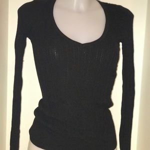 Black long sleeve V-neck sweater